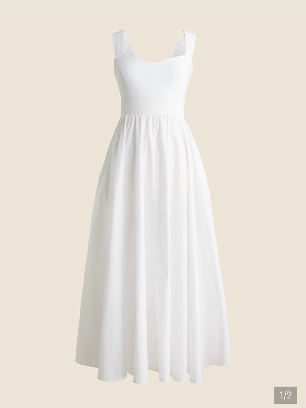 NWT J. Crew White Sweetheart Tank Dress with Poplin Skirt XL
